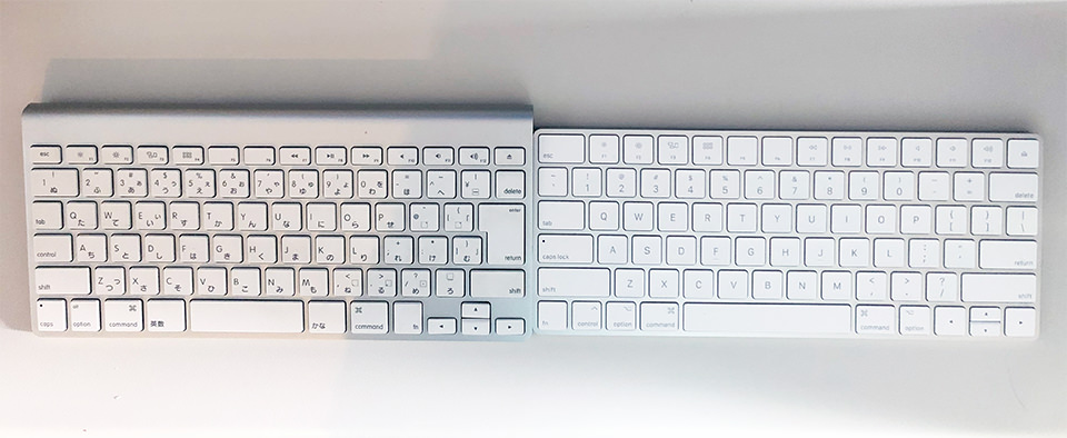 Apple Wireless Keyboard (2009)とMagic Trackpad 2の比較