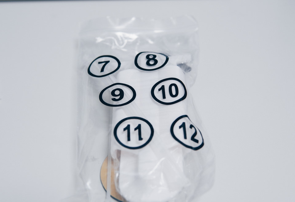 付属品が入っている袋にも番号が付いているので何が入っているか分かりやすい
