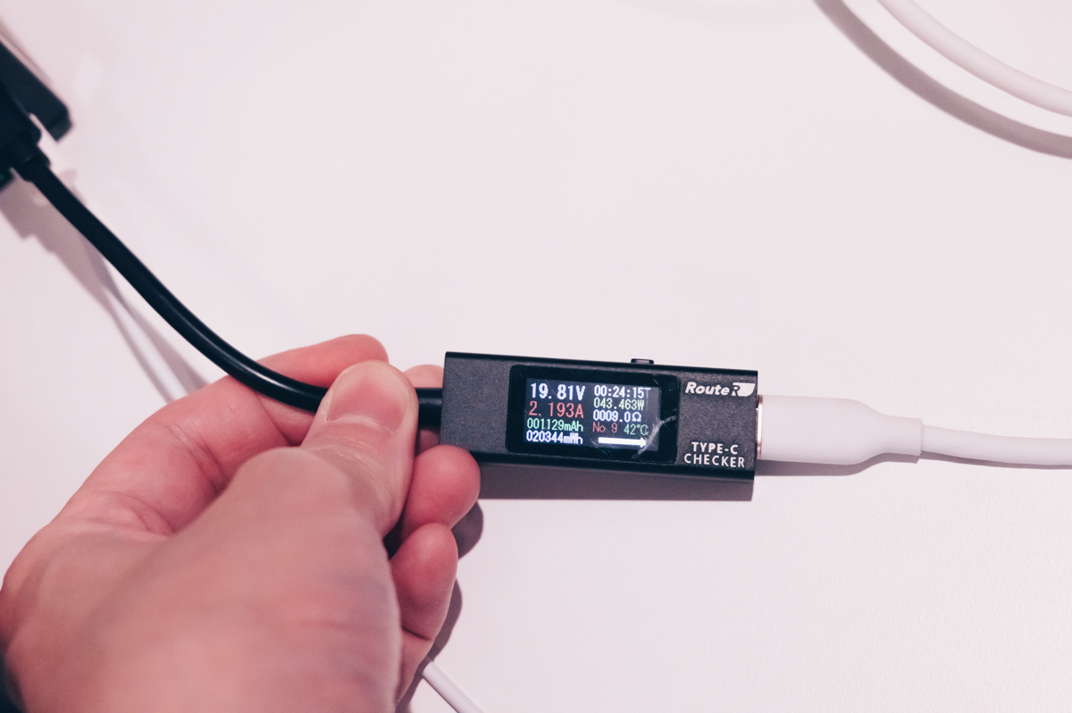 KOVOL USB-C 充電器 65Wを複数ポートで使った時の測定結果