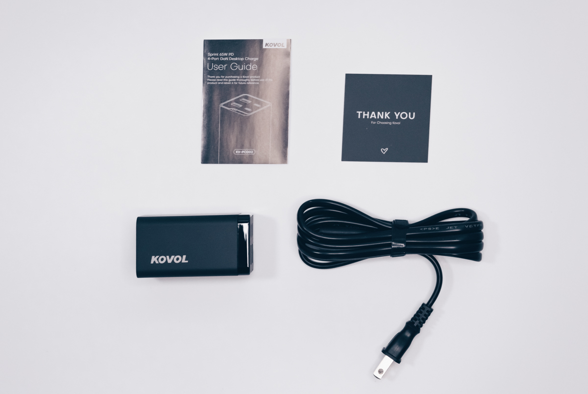 KOVOL USB-C 充電器 65Wのパッケージ内容